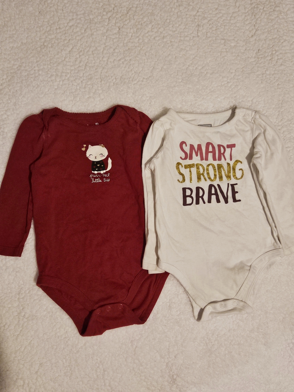 Baby Girls Bodysuits 18-24months Long Sleeves Cotton Mixed Brands Lot Of 2